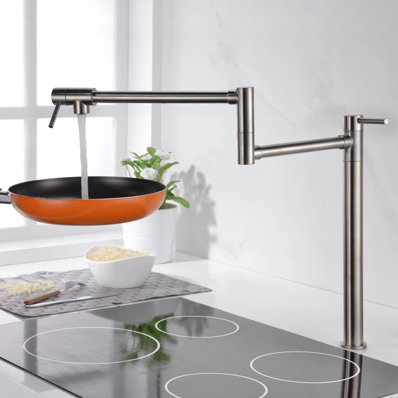 sumerain Deck Mount Pot Filler Faucet Brushed Nickel Finish with Extension Shank and 20" Dual Swing Joints Spout, SUMERAIN - Image 5